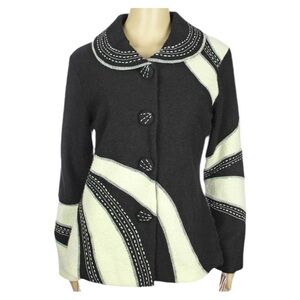 NorthStyle Black/White Wool Coat Size Large NWOT